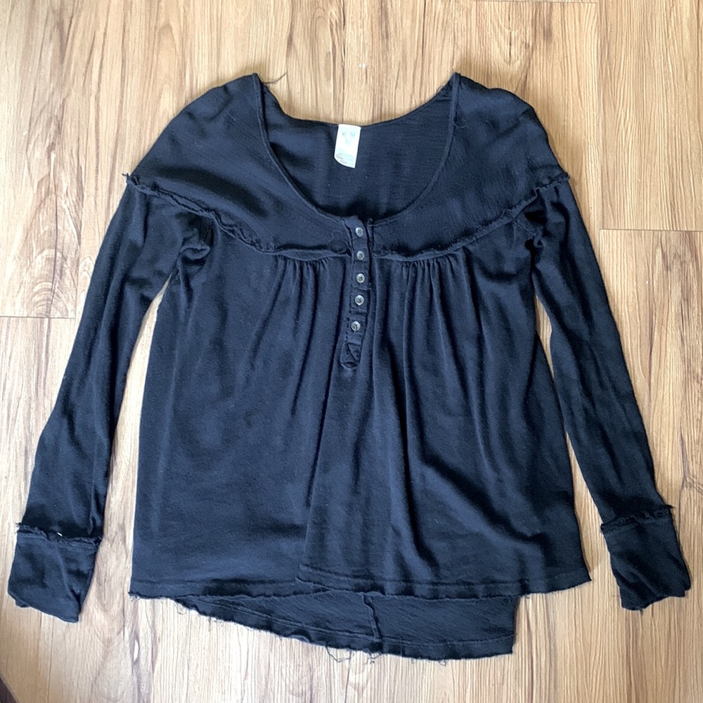 Free People black long sleeve top